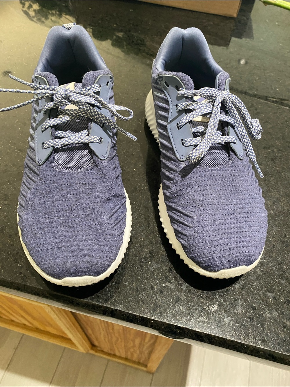 adidas blue and White Knit Running Shoes